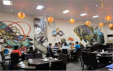 铜仁海鲜餐厅墙体彩绘